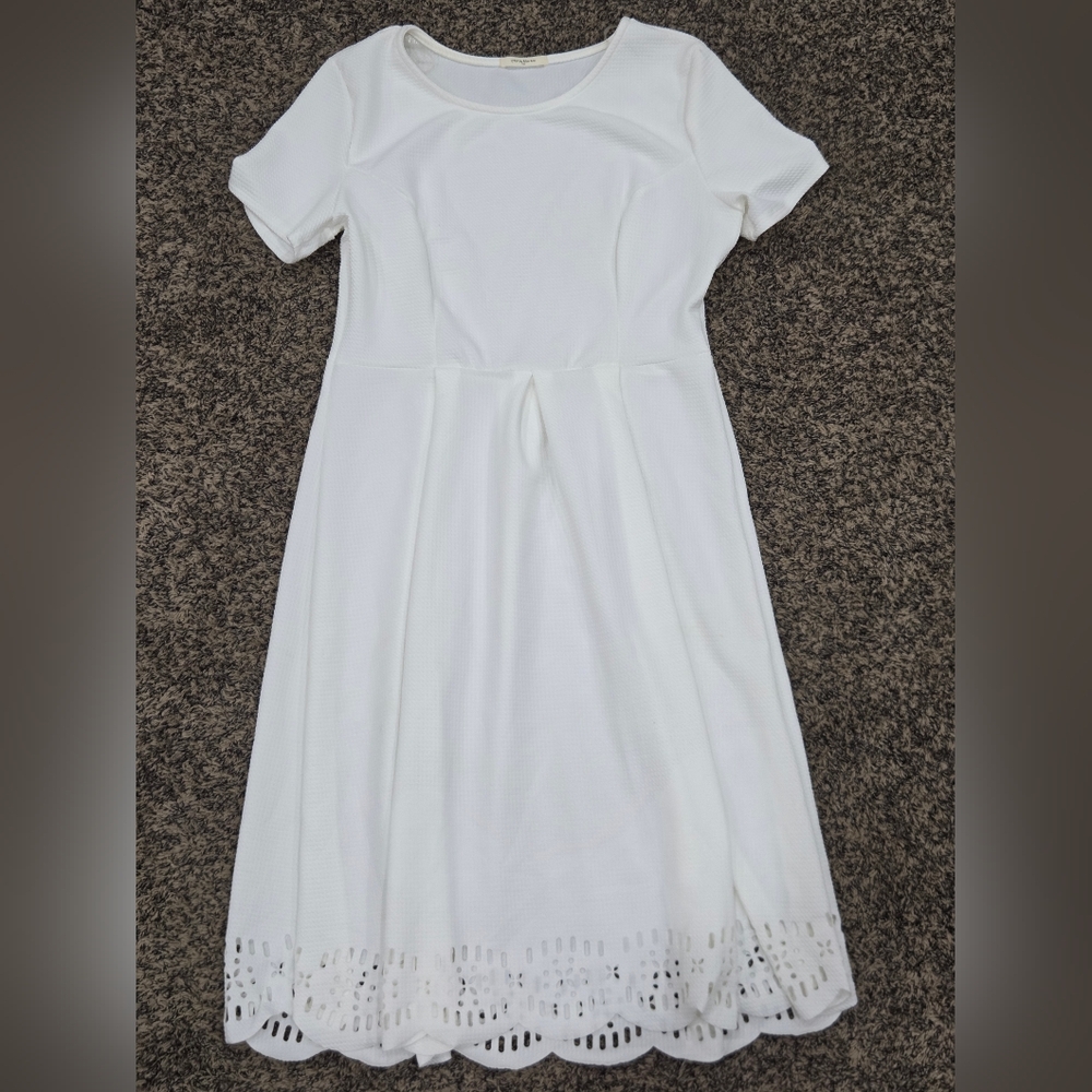 12 Pm By Mon Ami Cream Midi Sundress Short Sleeve